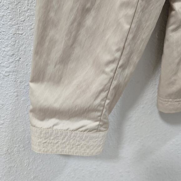 White House Black Market Beige Ruffle Zip Jacket Size 12 Lightweight Chic - Picture 10 of 13